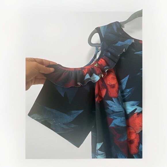 London Times Women's Dress Plus Size 16W Colorful Floral Cut Out Shoulder - Picture 5 of 12